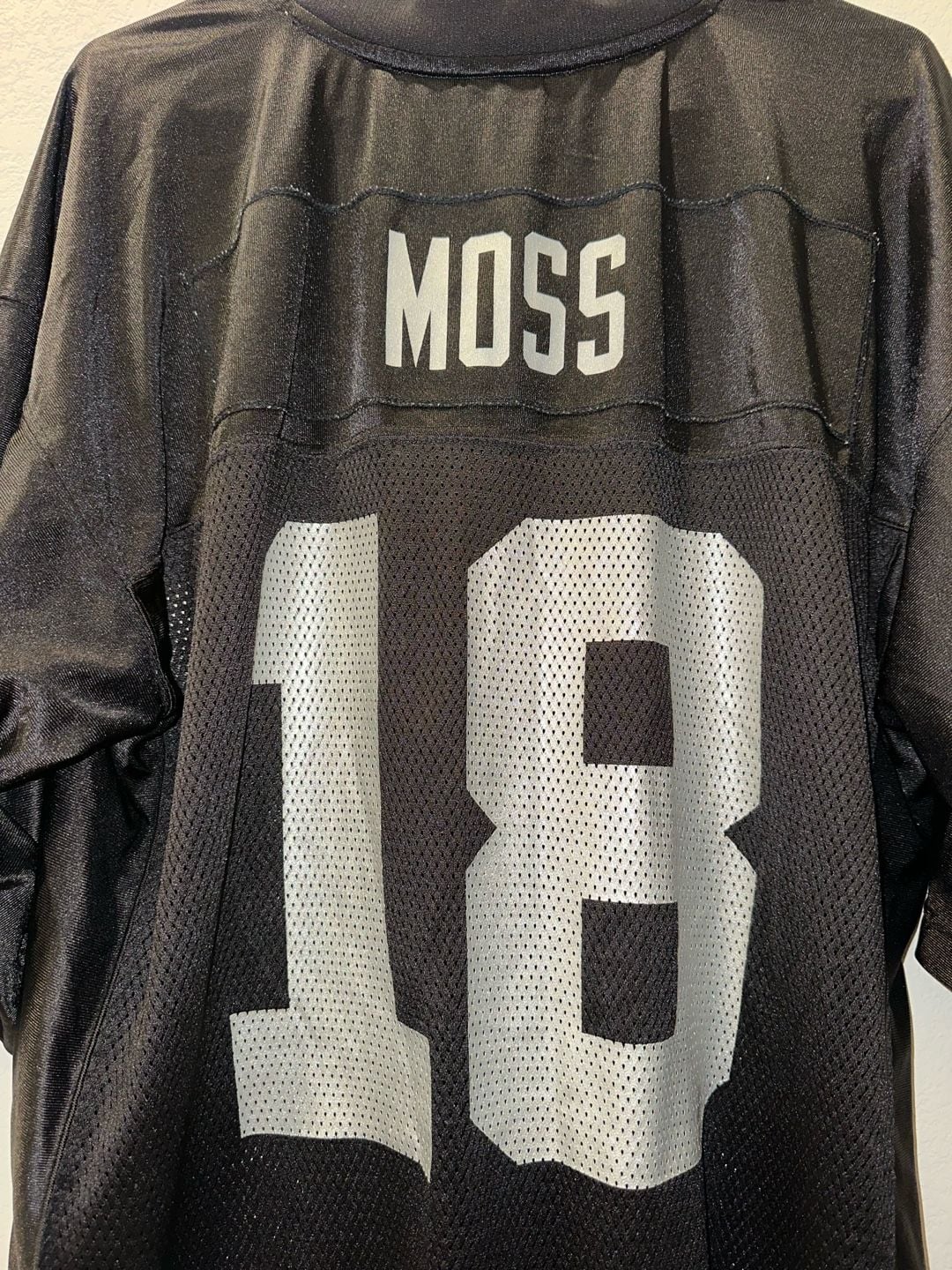 VTG Oakland Raiders Jersey Men's L NFL Football Randy Moss #18 Reebok On Field 4