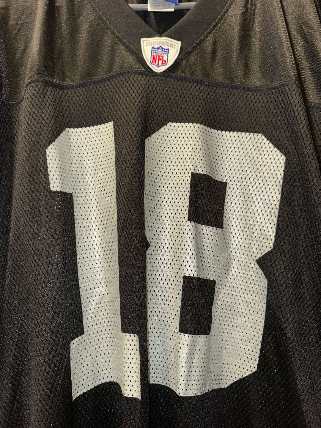 VTG Oakland Raiders Jersey Men's L NFL Football Randy Moss #18 Reebok On Field 5