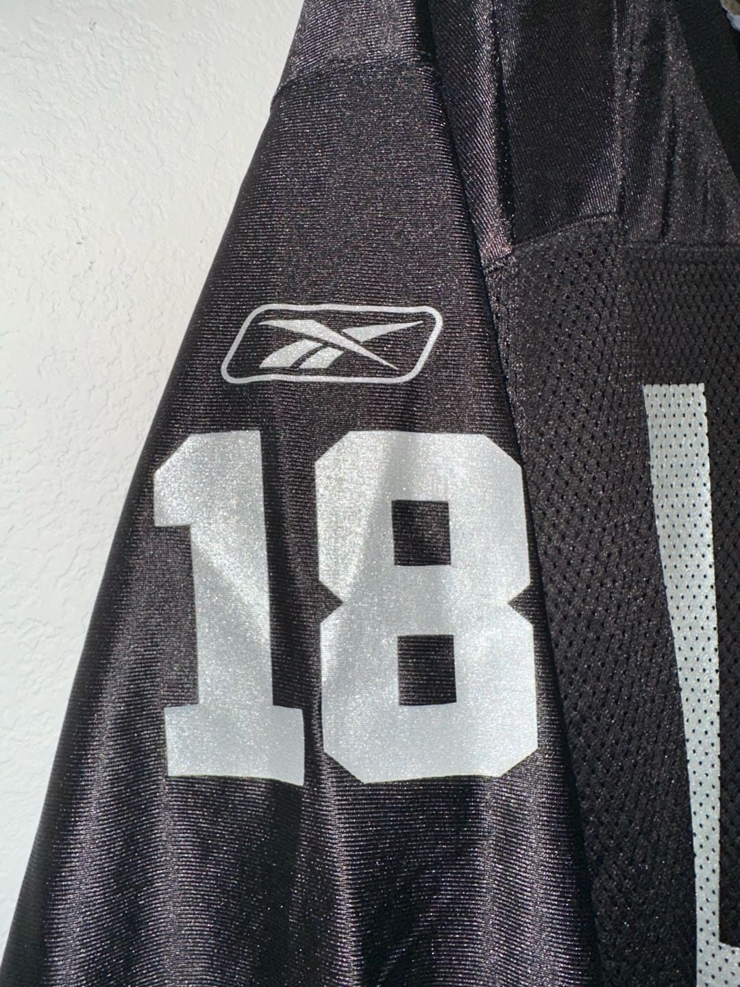 VTG Oakland Raiders Jersey Men's L NFL Football Randy Moss #18 Reebok On Field 6