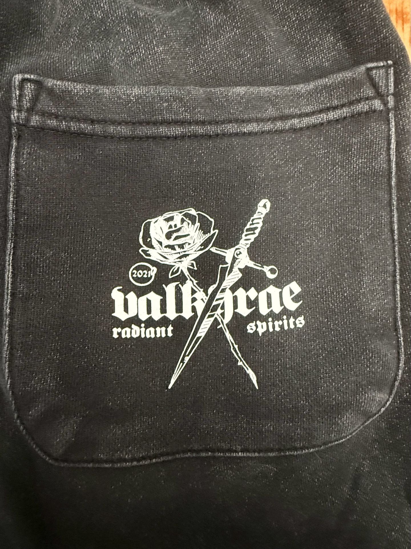Valkyrae Radiant Spirits Black Sweatpants Joggers Dagger Sword Rose - Size Small 7