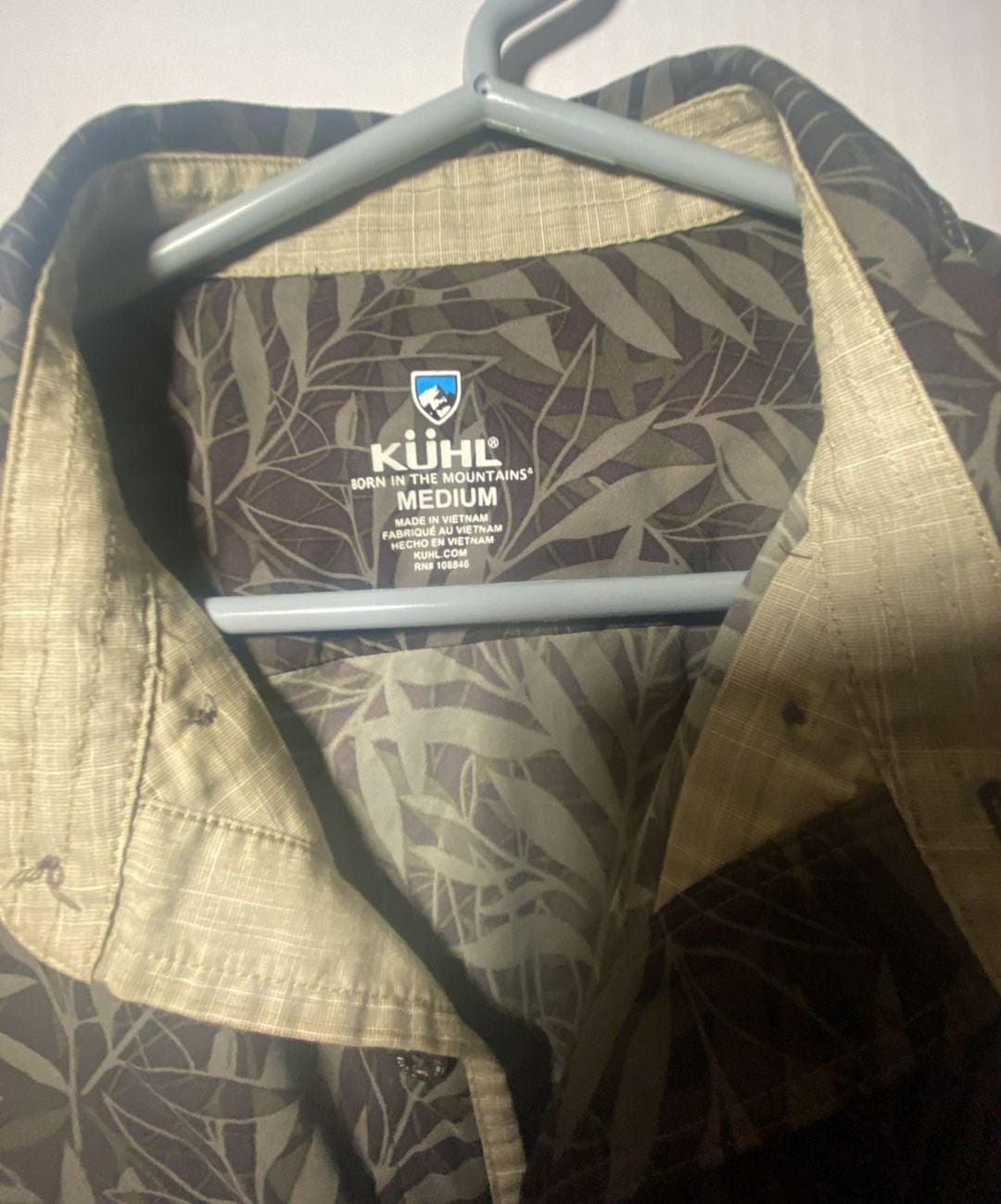 Kuhl Button Up Shirt Size Medium Leaf Print Short Sleeve 4