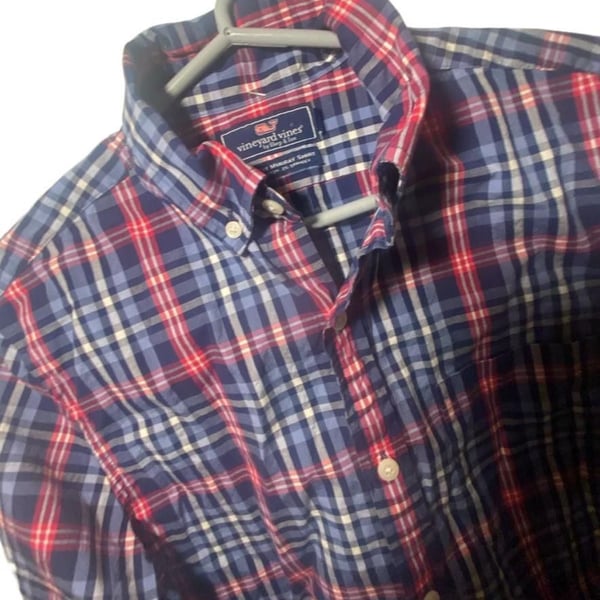 Vineyard Vines Slim Fit Murray Shirt Size XS Blue Plaid Button Down