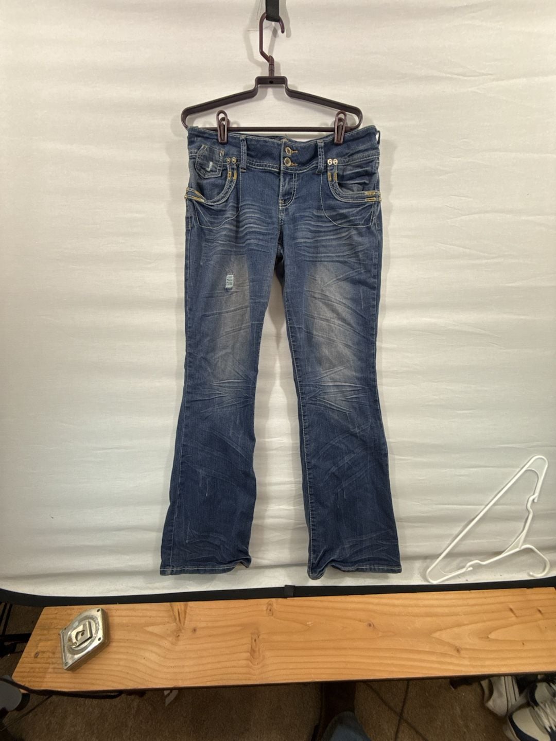 Rue21 Premiere Denim Jeans Size 11/12 Low Rise Bootcut Distressed 2
