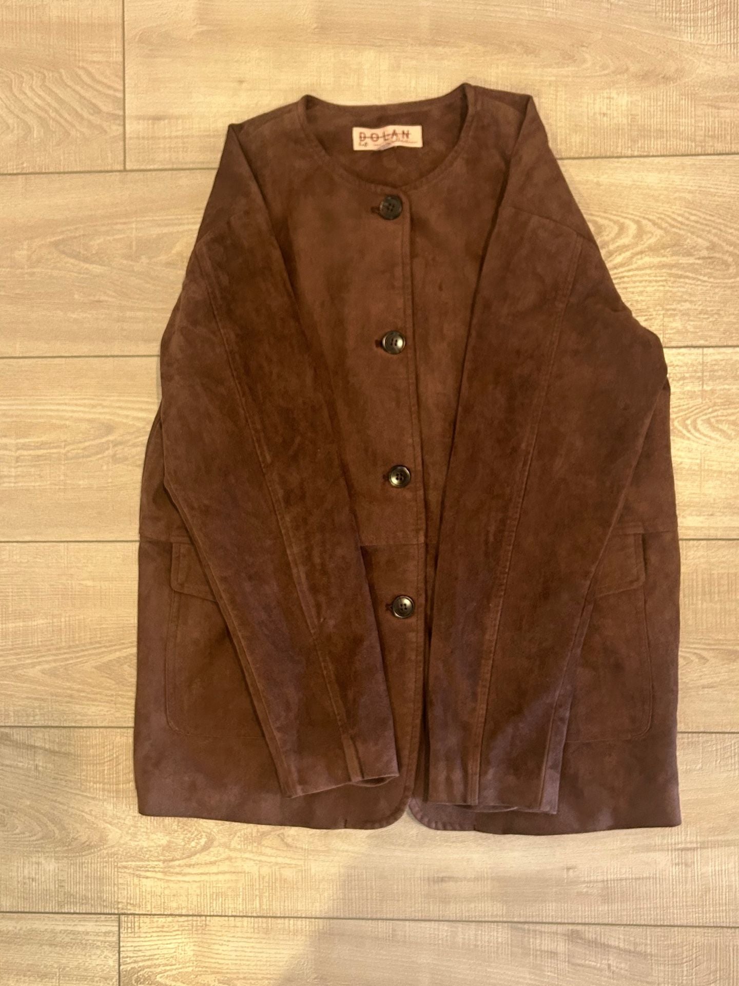 Dolan Faux Suede Blazer Size XS Brown Button Front 6
