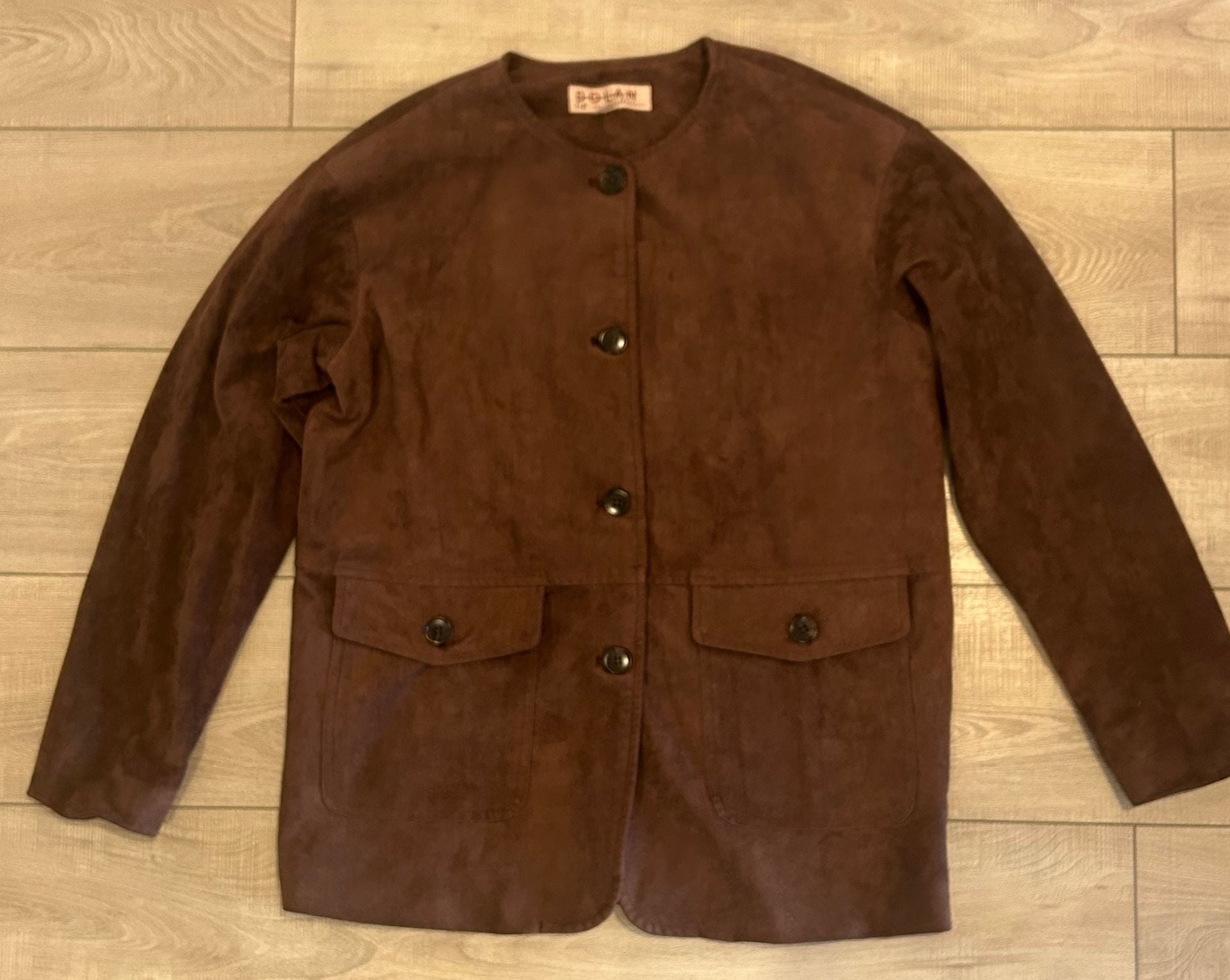 Dolan Faux Suede Blazer Size XS Brown Button Front 3