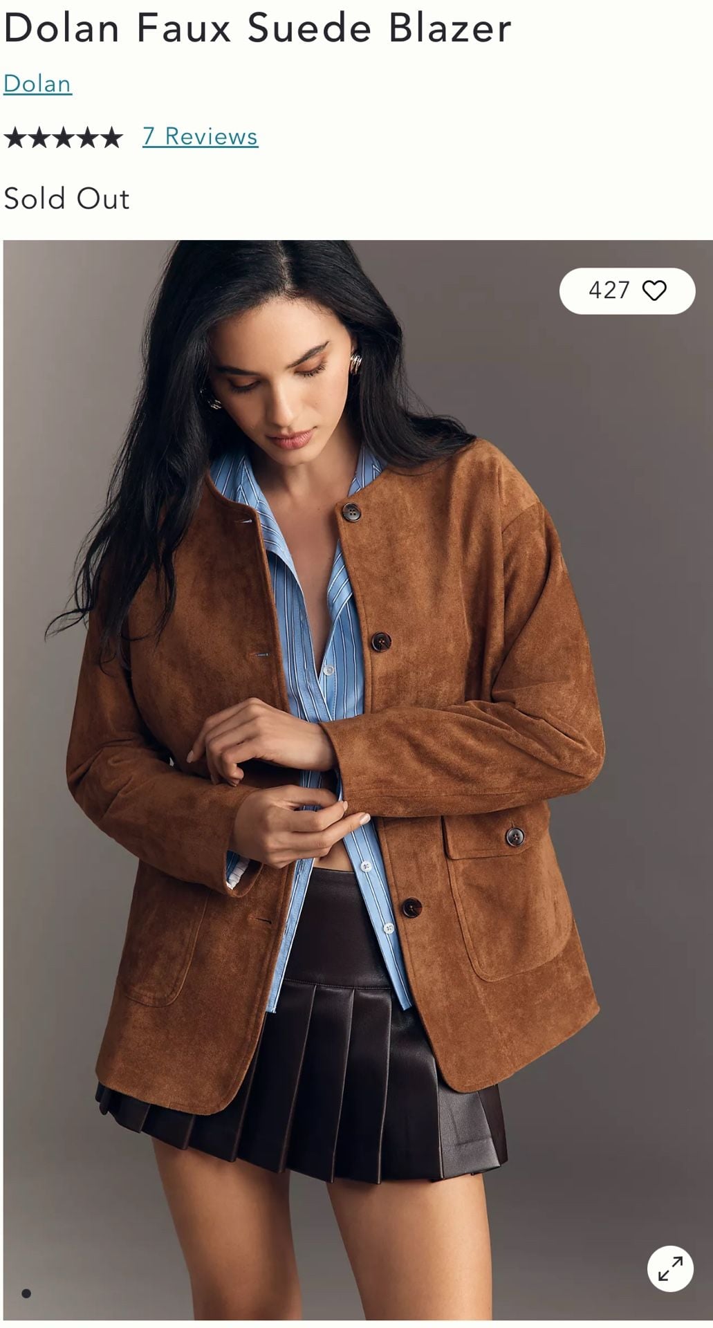 Dolan Faux Suede Blazer Size XS Brown Button Front 2