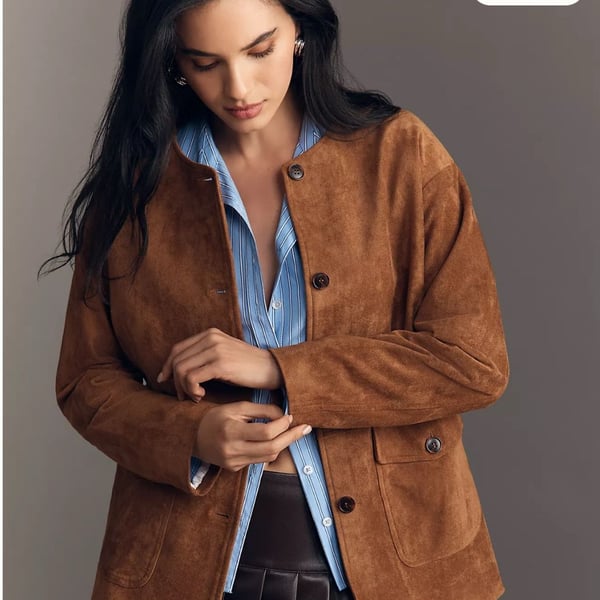 Dolan Faux Suede Blazer Size XS Brown Button Front