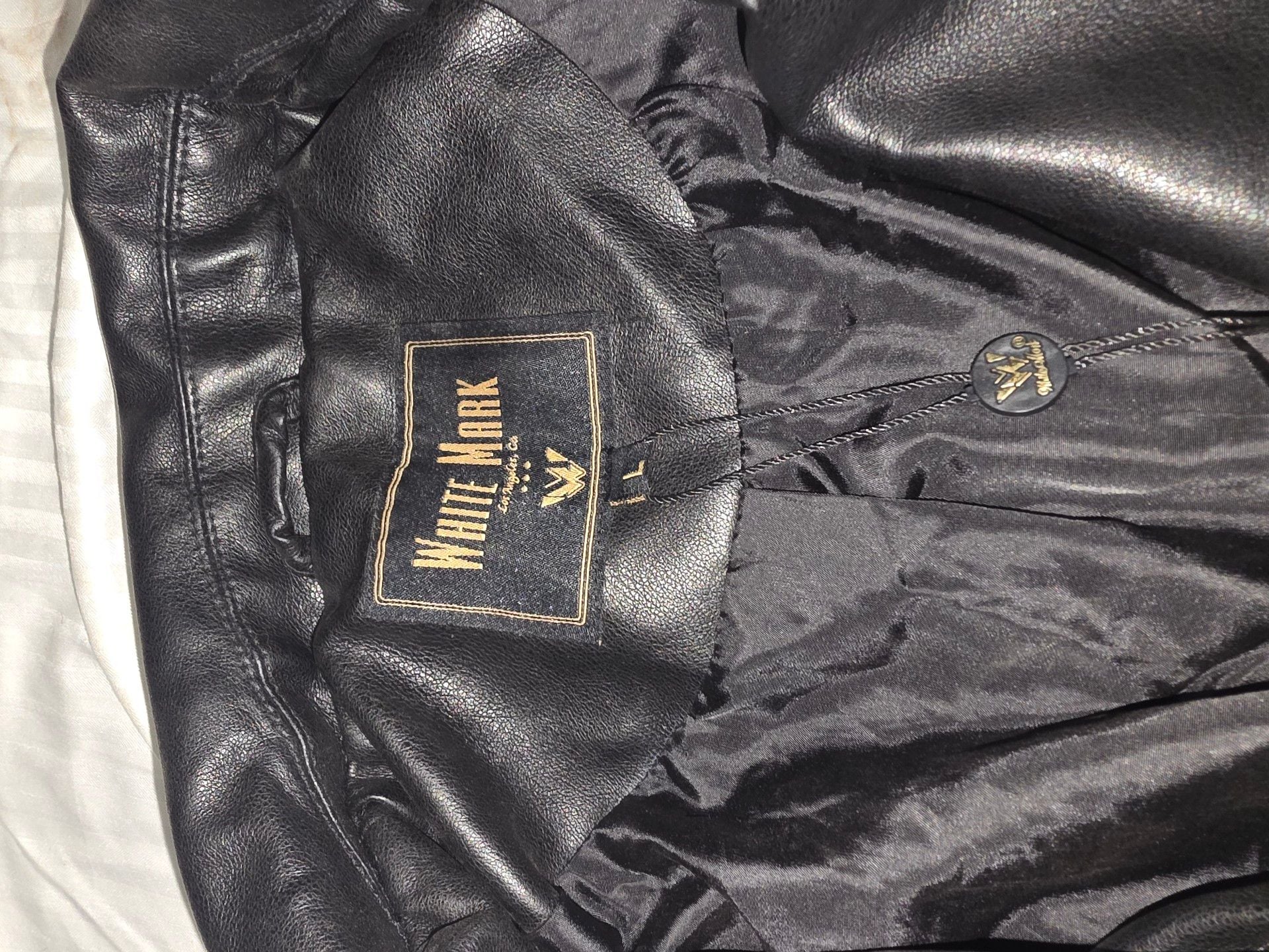White Mark Faux Leather Jacket Size L Black Studded Biker 4