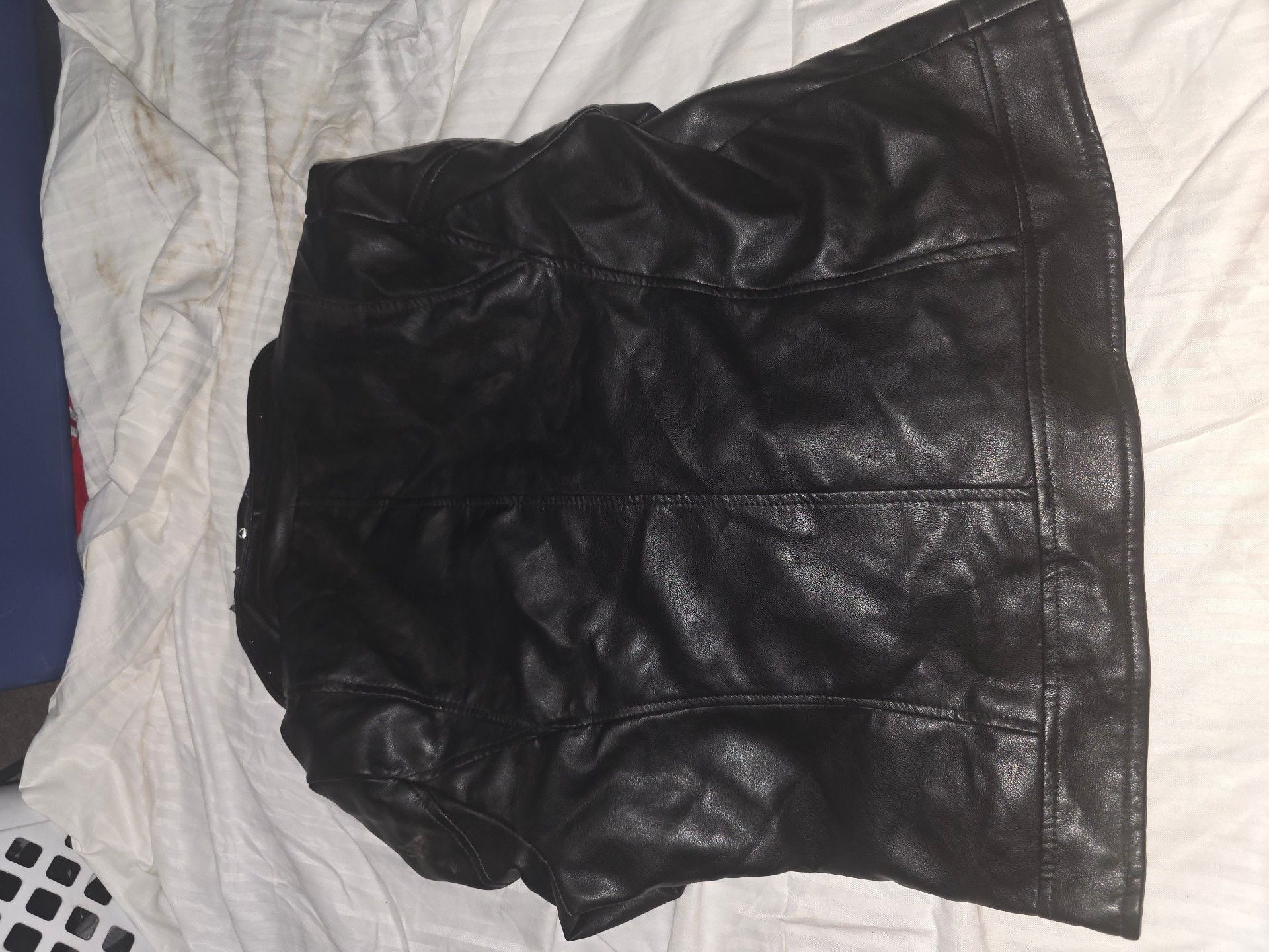 White Mark Faux Leather Jacket Size L Black Studded Biker 7
