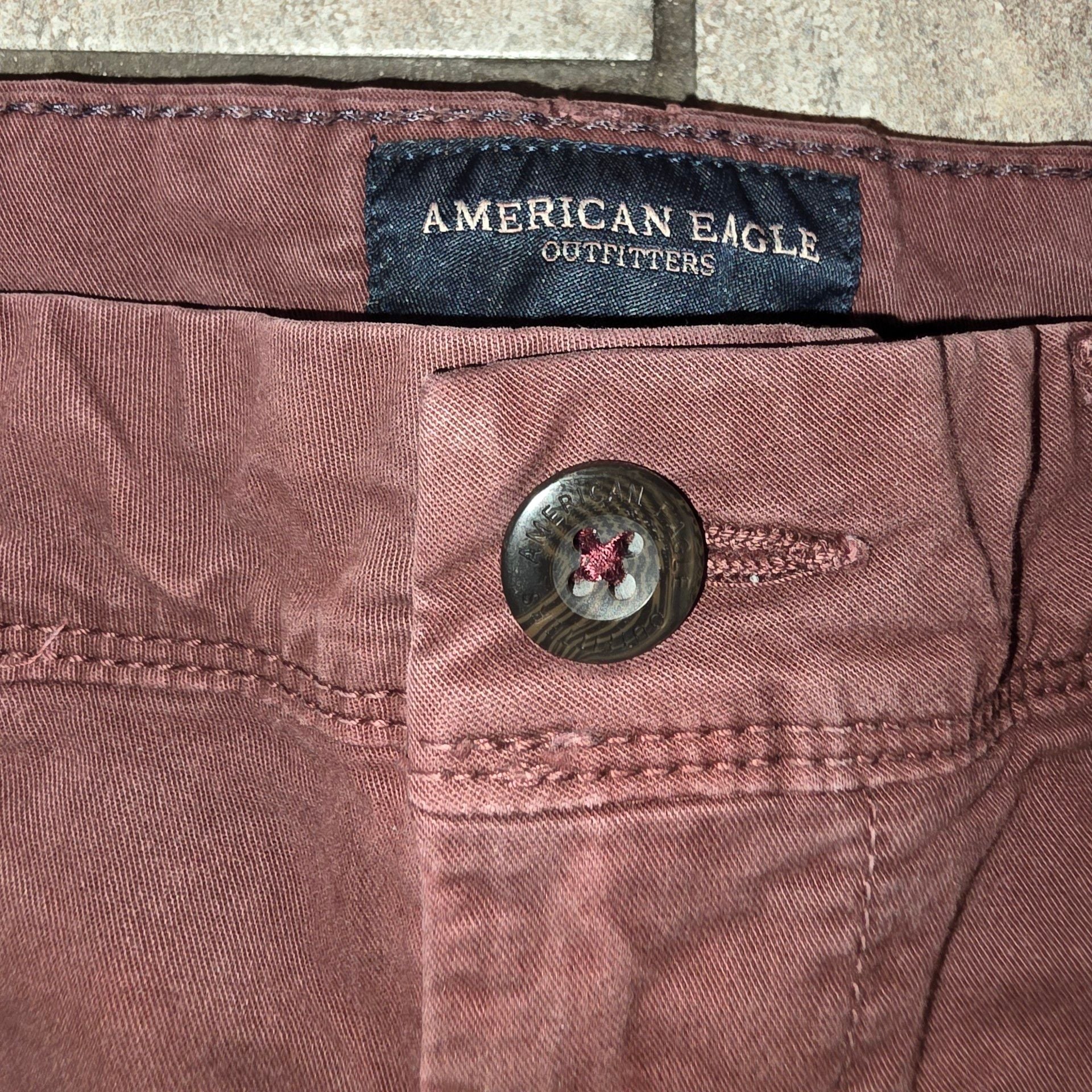 American Eagle Outfitters Chino Pants Burgundy Cotton 8