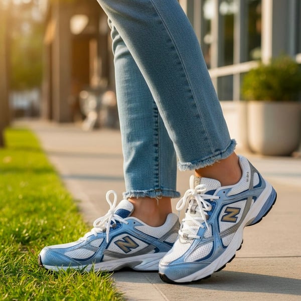 Women's New Balance 530 Silver Metallic Heron Blue Sneakers