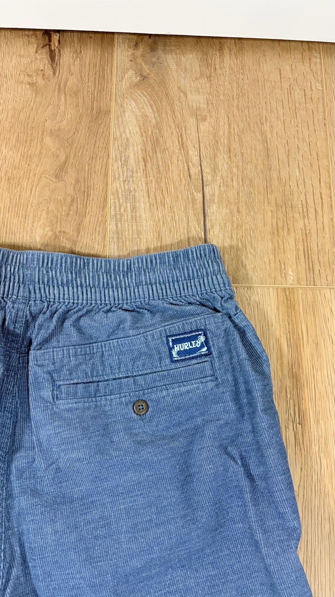 Hurley Shorts Size M Blue Chambray Drawstring Utility 4