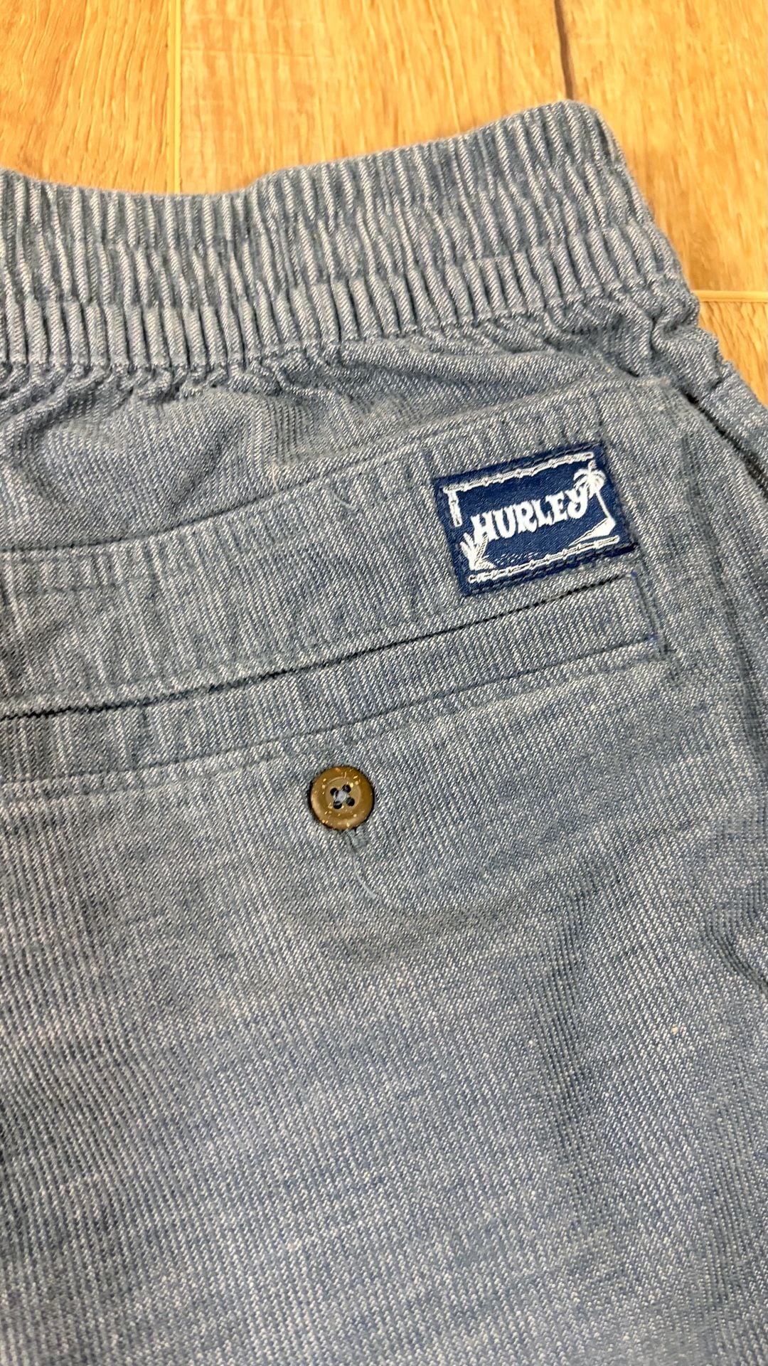 Hurley Shorts Size M Blue Chambray Drawstring Utility 5