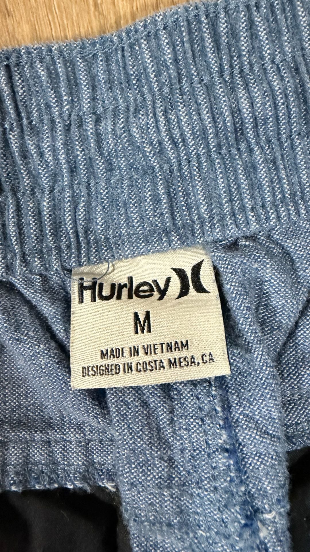 Hurley Shorts Size M Blue Chambray Drawstring Utility 7