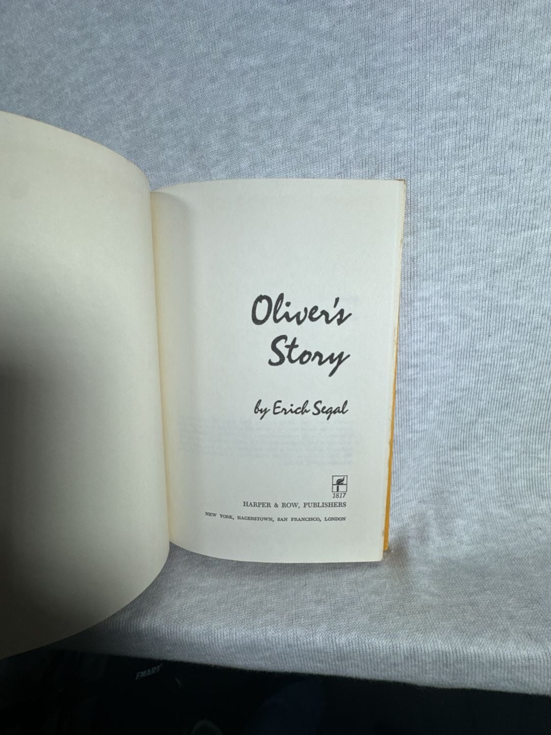 Harper & Row Oliver's Story By Erich Segal Hardcover Book Yellow 6
