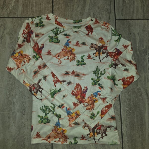 Shein Western Rodeo Cowboy Print Long Sleeve Size XL