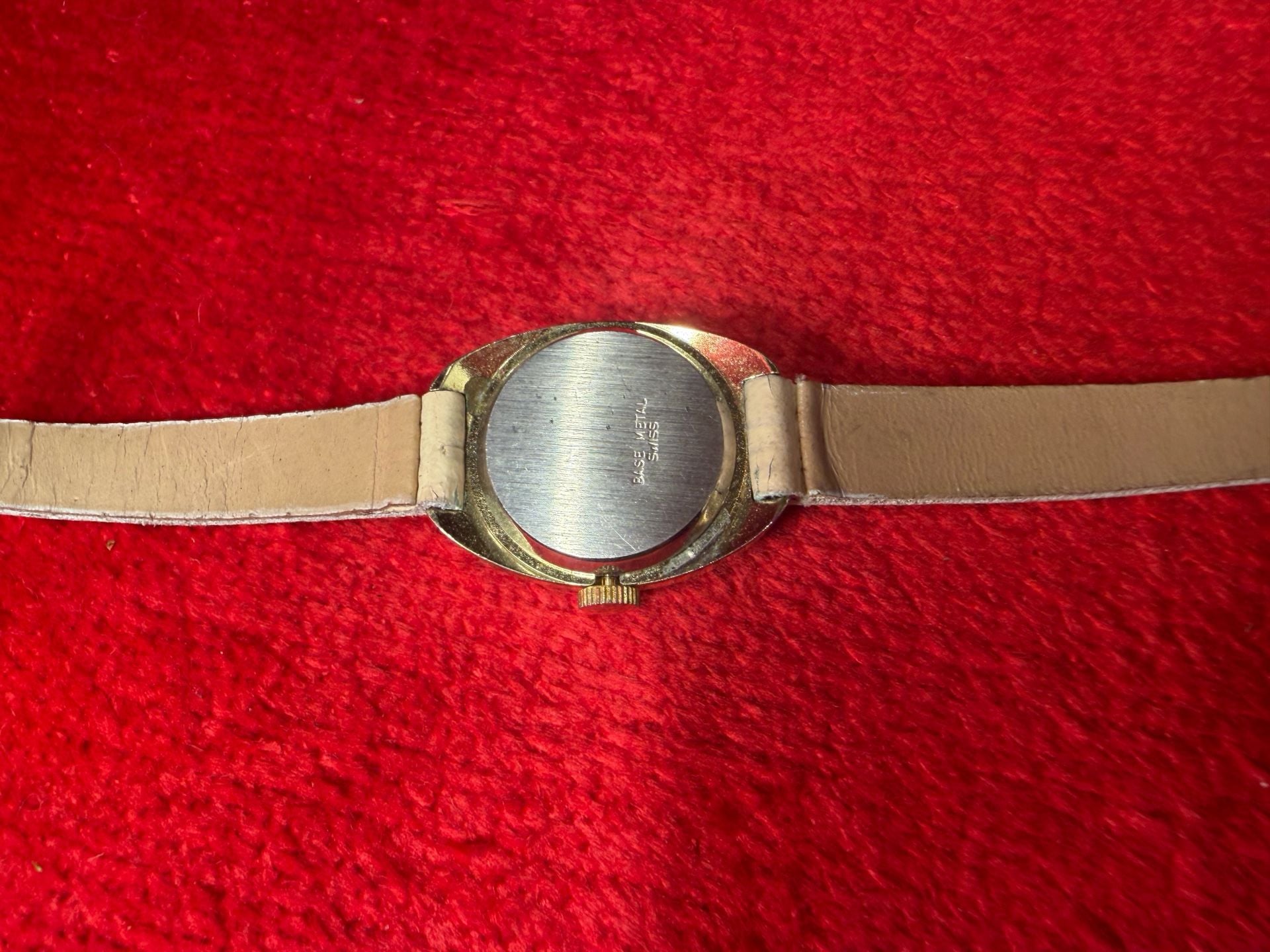 Majestime Floral Oval Pendant Watch Off-White Leather Strap 4