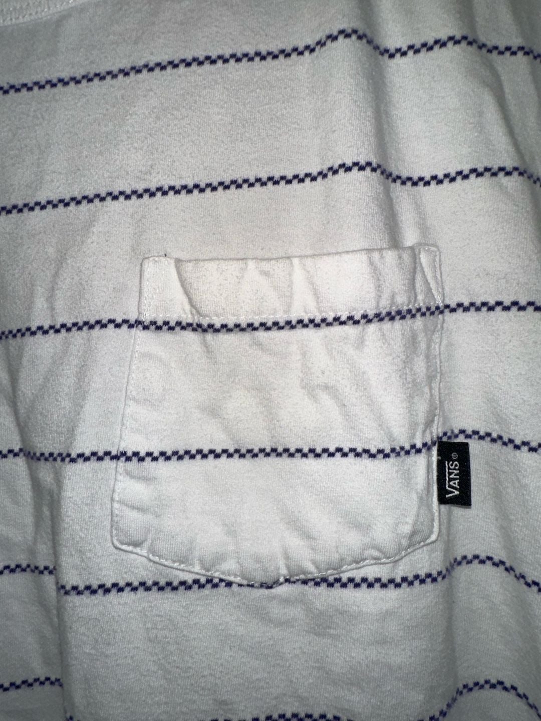 Vans Striped Pocket T-Shirt Size Large White Navy Short Sleeve 4