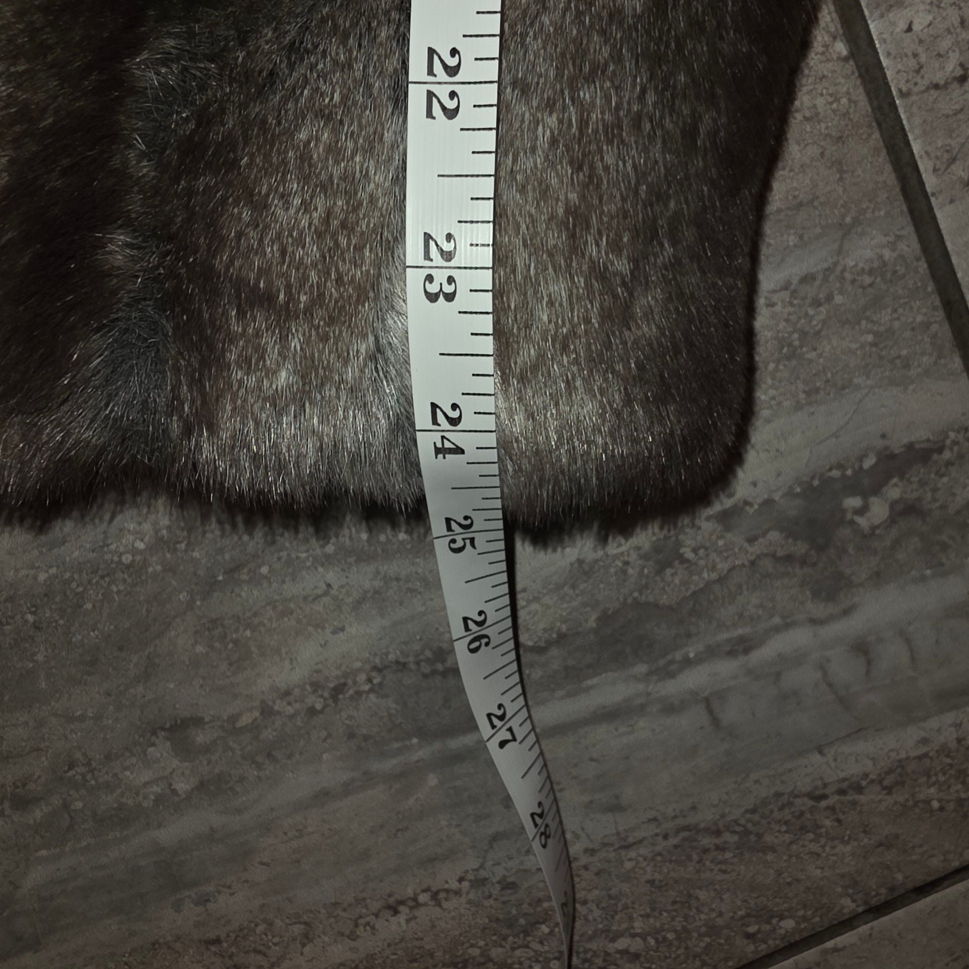 East 5th Faux Fur Hooded Jacket Size Medium Grey Striped 3