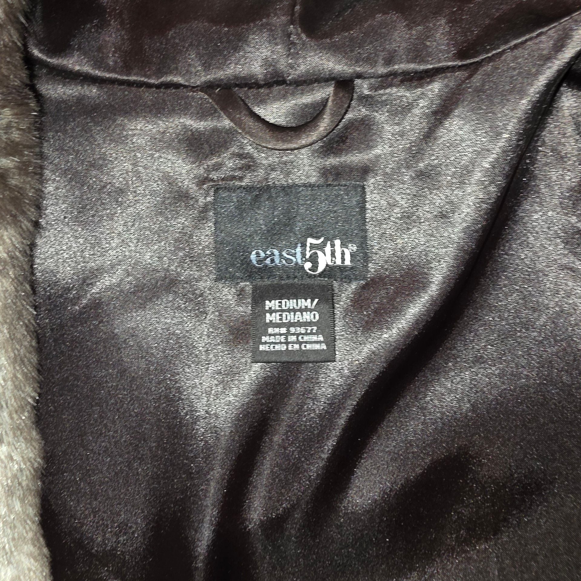 East 5th Faux Fur Hooded Jacket Size Medium Grey Striped 5