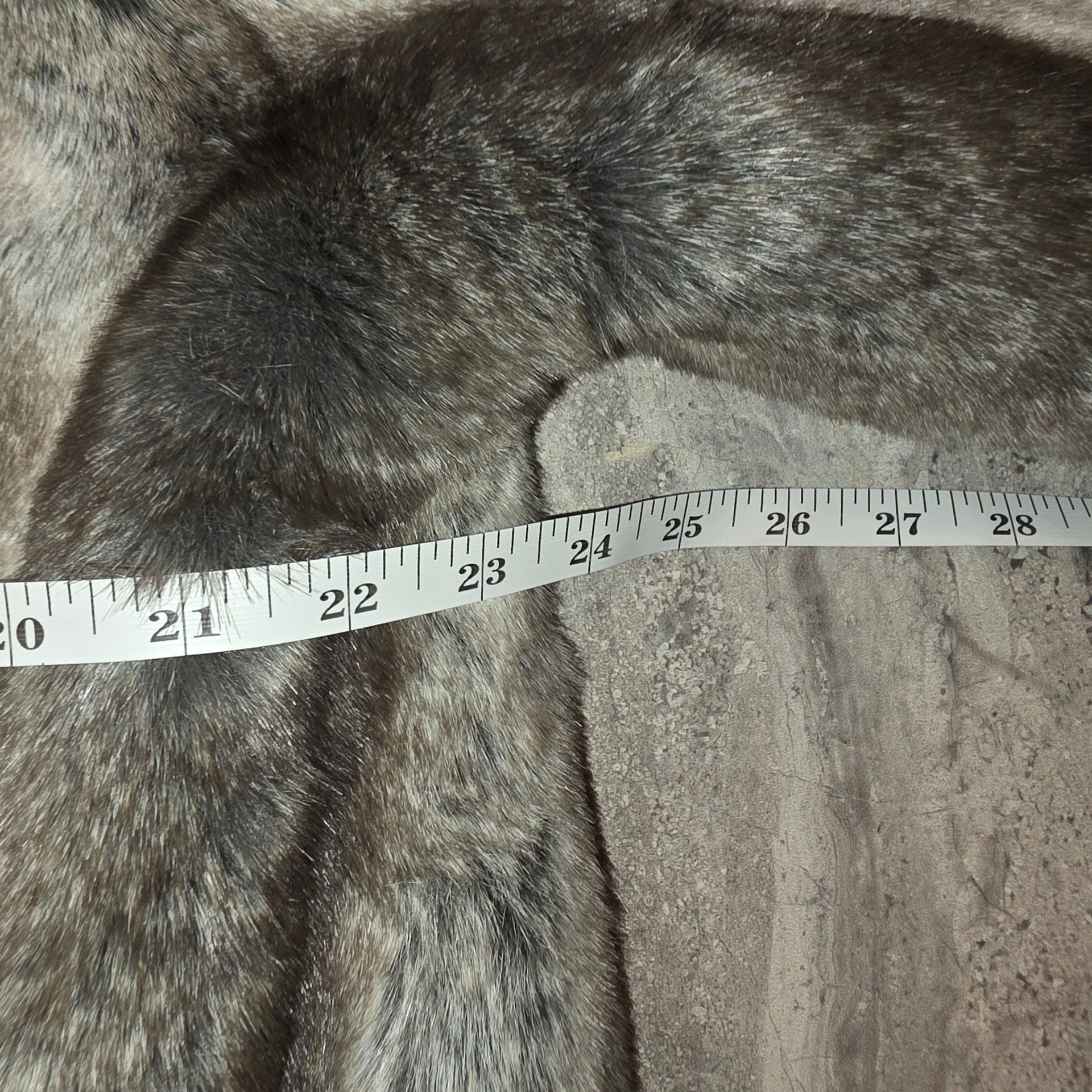 East 5th Faux Fur Hooded Jacket Size Medium Grey Striped 6