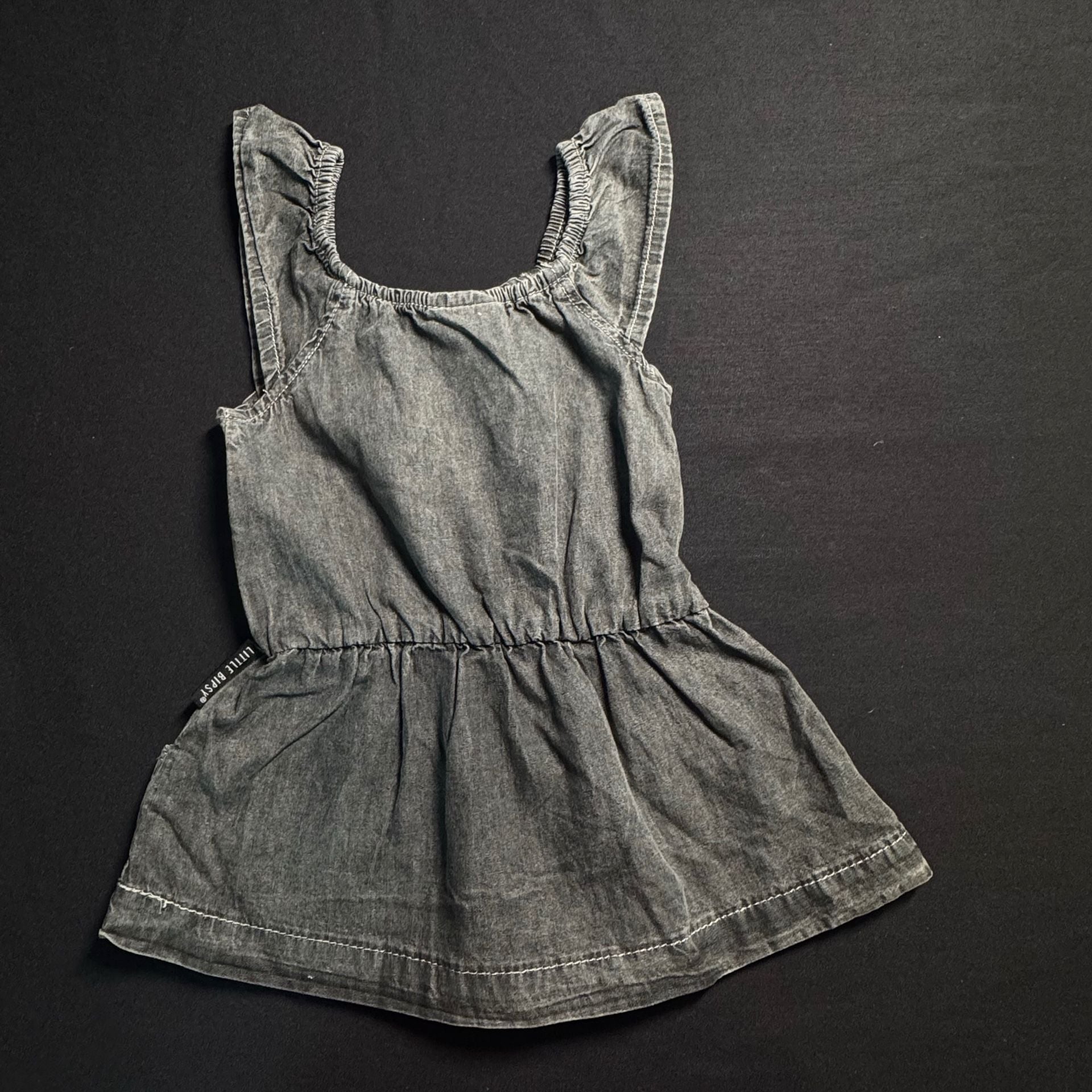 Little Bipsy Denim Flutter Dress Size 6-12M Gray 3