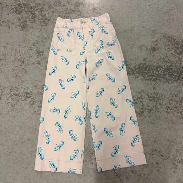 Maeve The Colette Crop Wide-Leg Pants Size 25 Blue Lobster Print