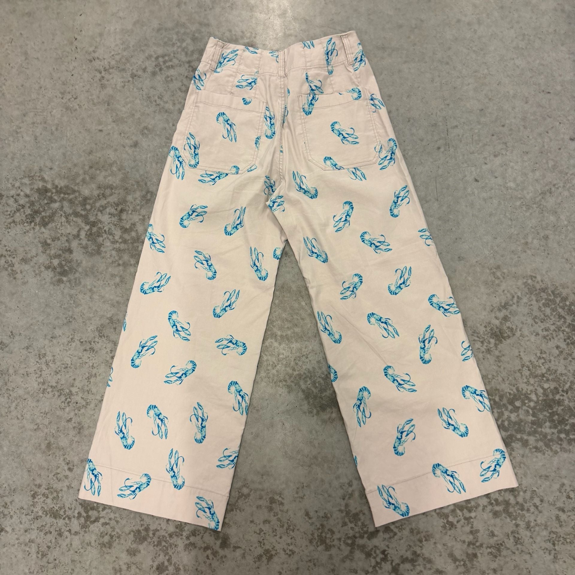 Maeve The Colette Crop Wide-Leg Pants Size 25 Blue Lobster Print 7