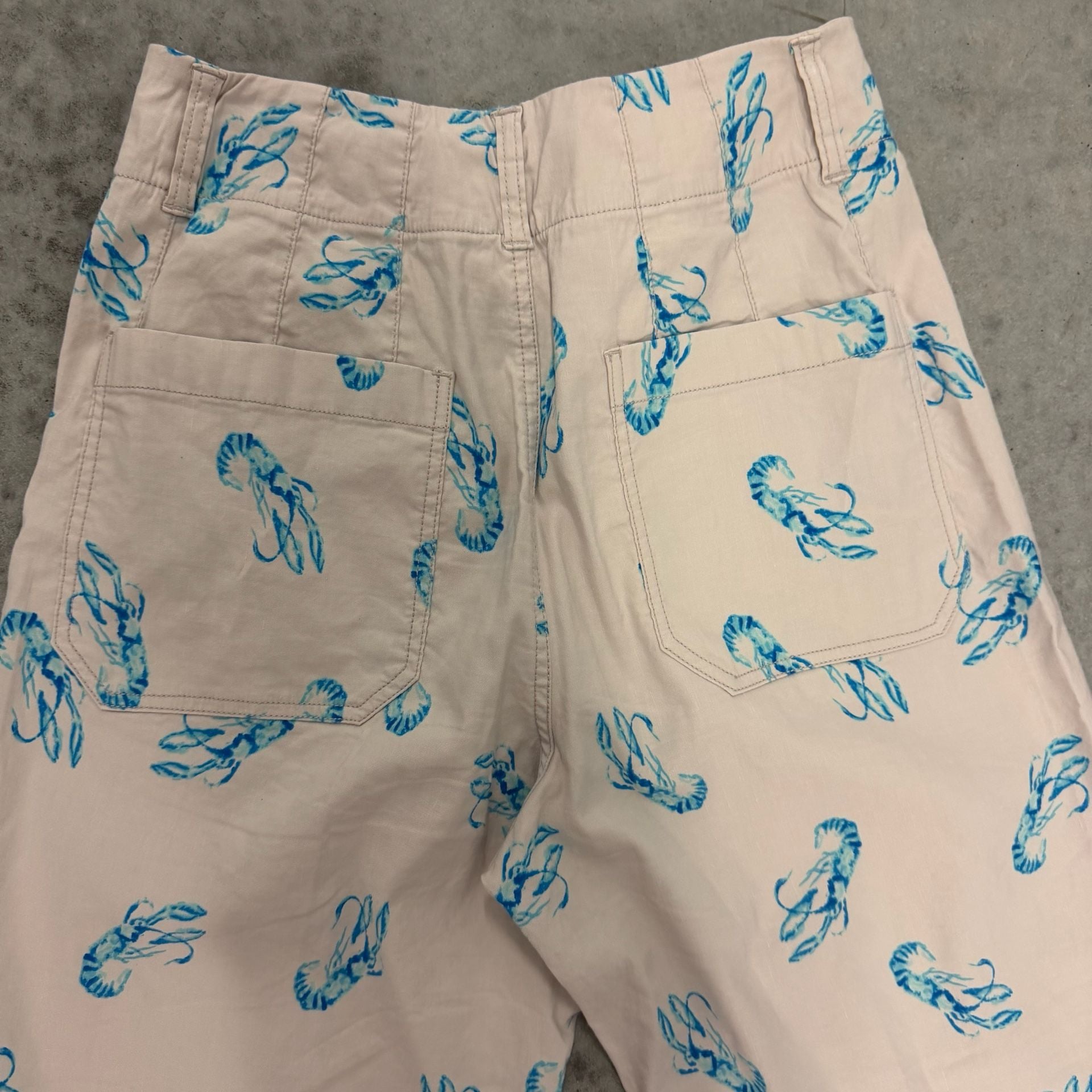 Maeve The Colette Crop Wide-Leg Pants Size 25 Blue Lobster Print 8