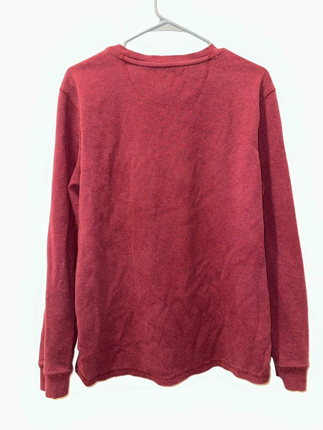 Member's Mark Thermal Henley Size L Red Waffle Knit Long Sleeve Shirt 3