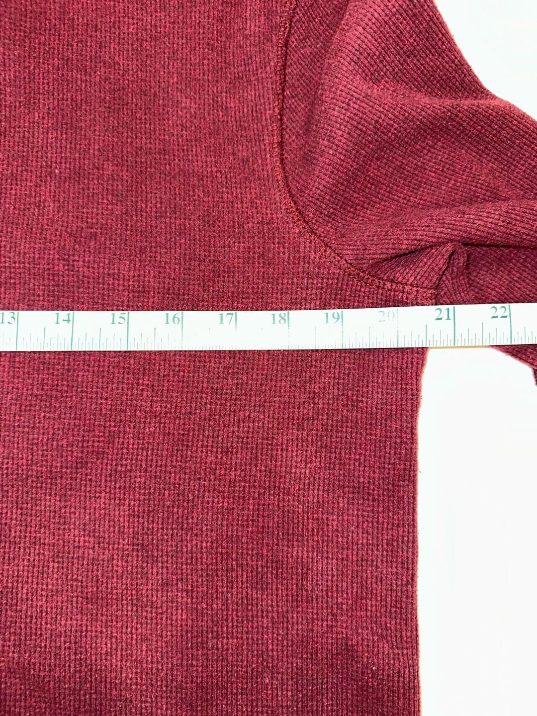 Member's Mark Thermal Henley Size L Red Waffle Knit Long Sleeve Shirt 7