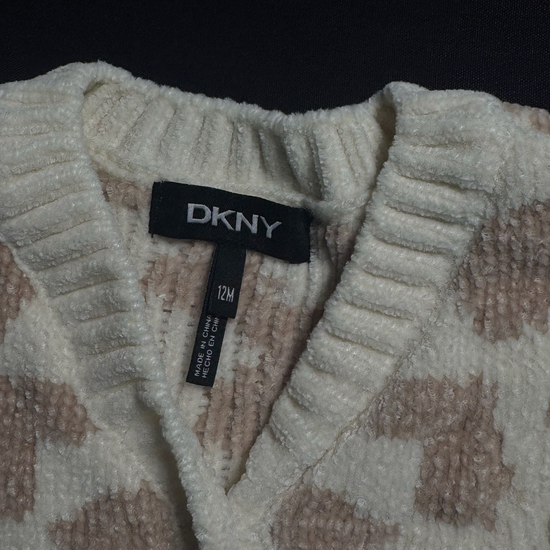 DKNY Leopard Print Cardigan Size 12M Beige White Baby Sweater 3