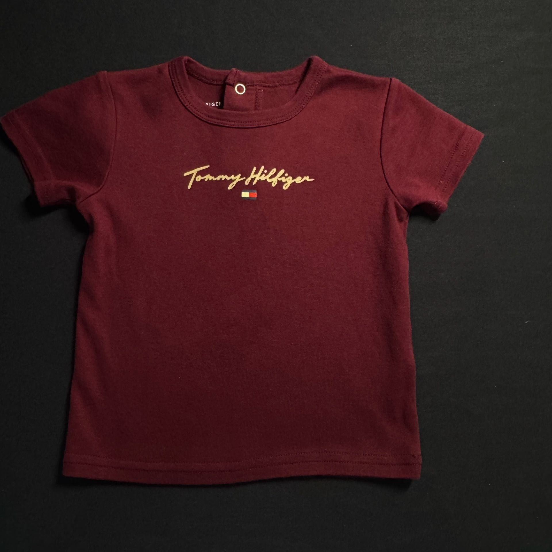 Tommy Hilfiger T-Shirt Size 18M Burgundy Script Logo 2