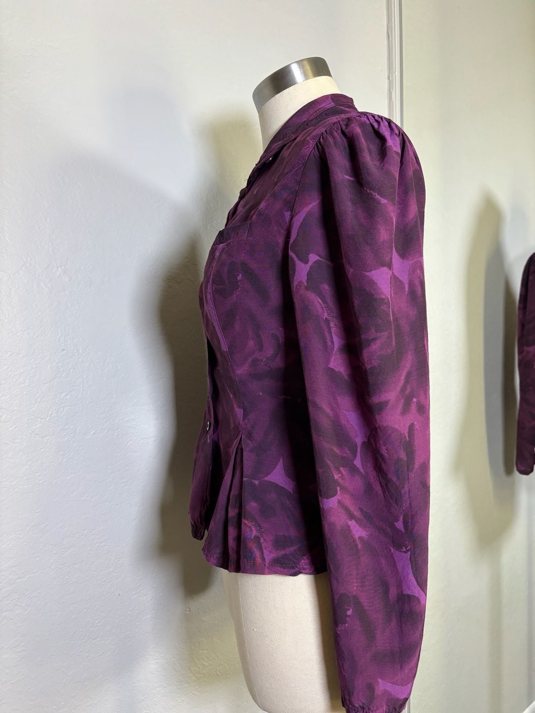 Betty Barclay Floral Long Sleeve Blouse Size 6 Purple Button Down 7