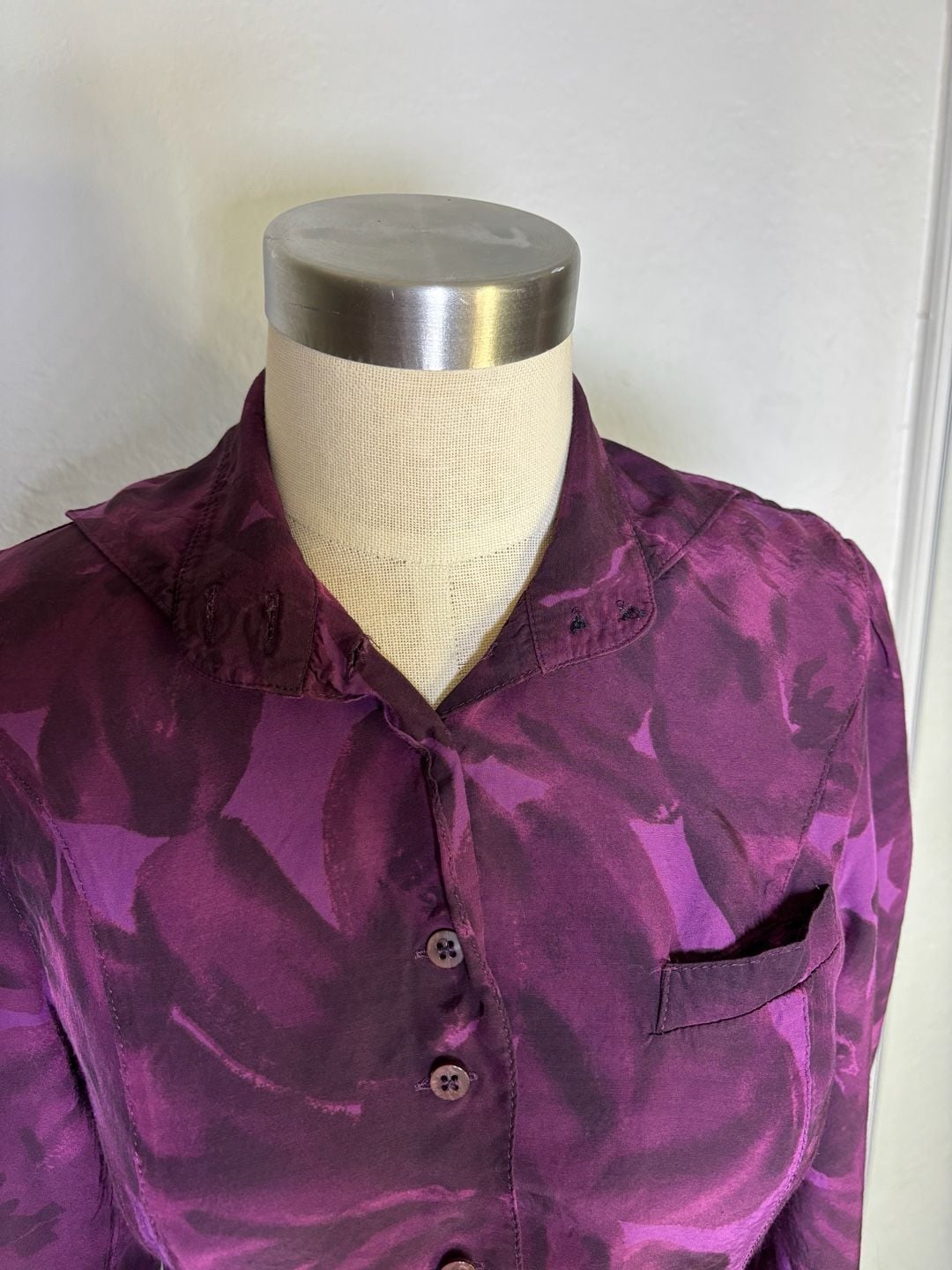 Betty Barclay Floral Long Sleeve Blouse Size 6 Purple Button Down 8