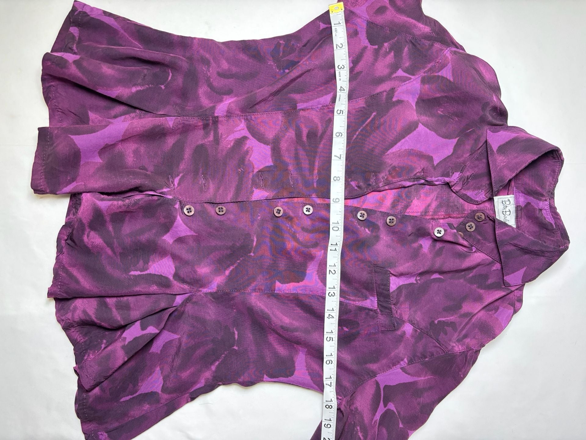 Betty Barclay Floral Long Sleeve Blouse Size 6 Purple Button Down 12