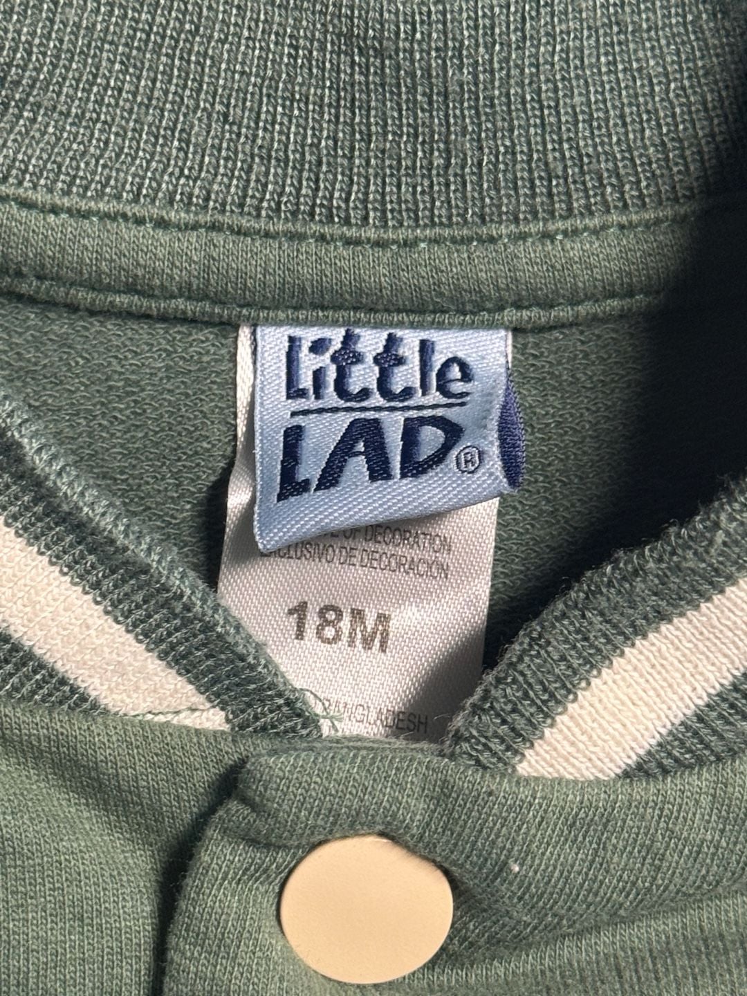 Little Lad Varsity Jacket Size 18M Green Football Patch Sweatshirt 3