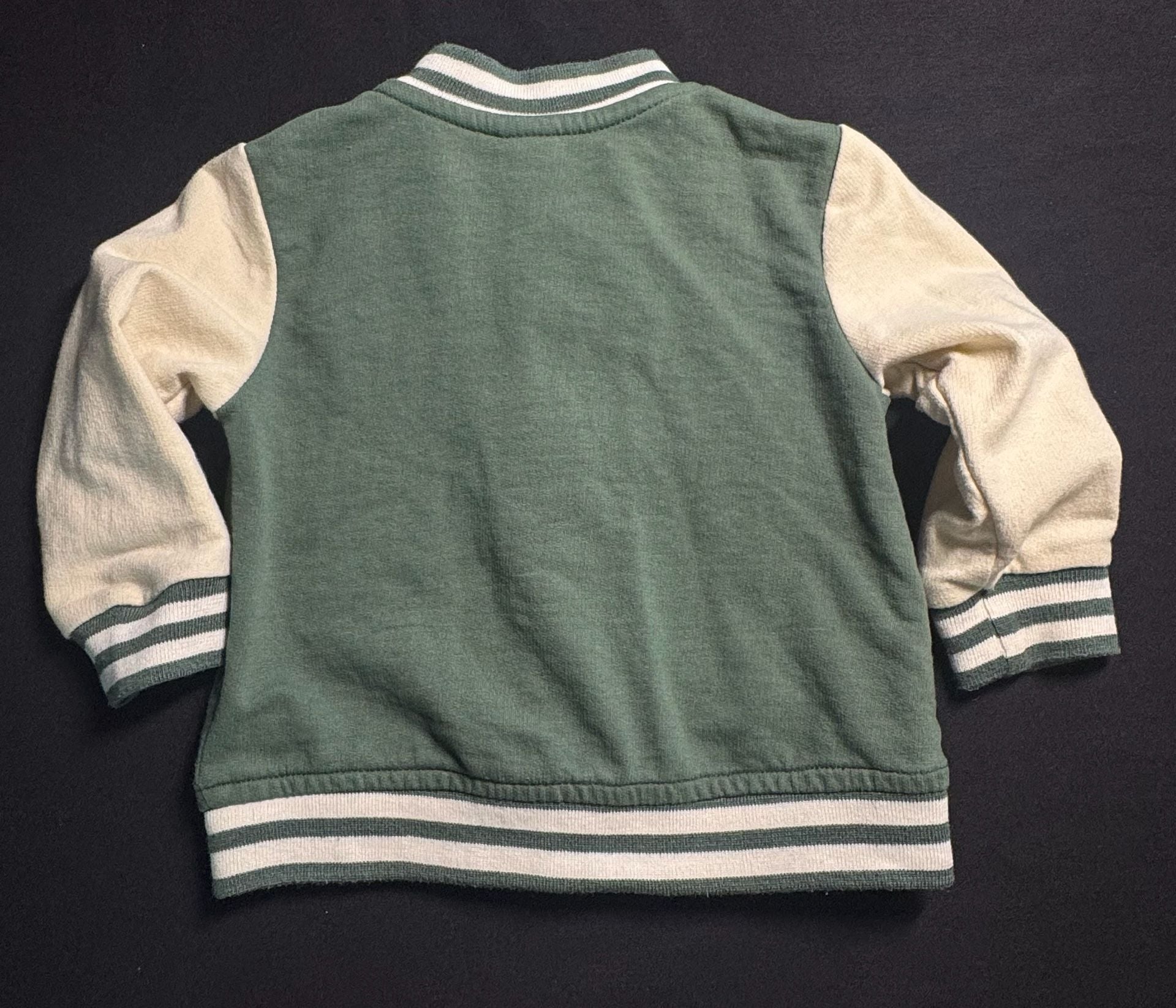 Little Lad Varsity Jacket Size 18M Green Football Patch Sweatshirt 4