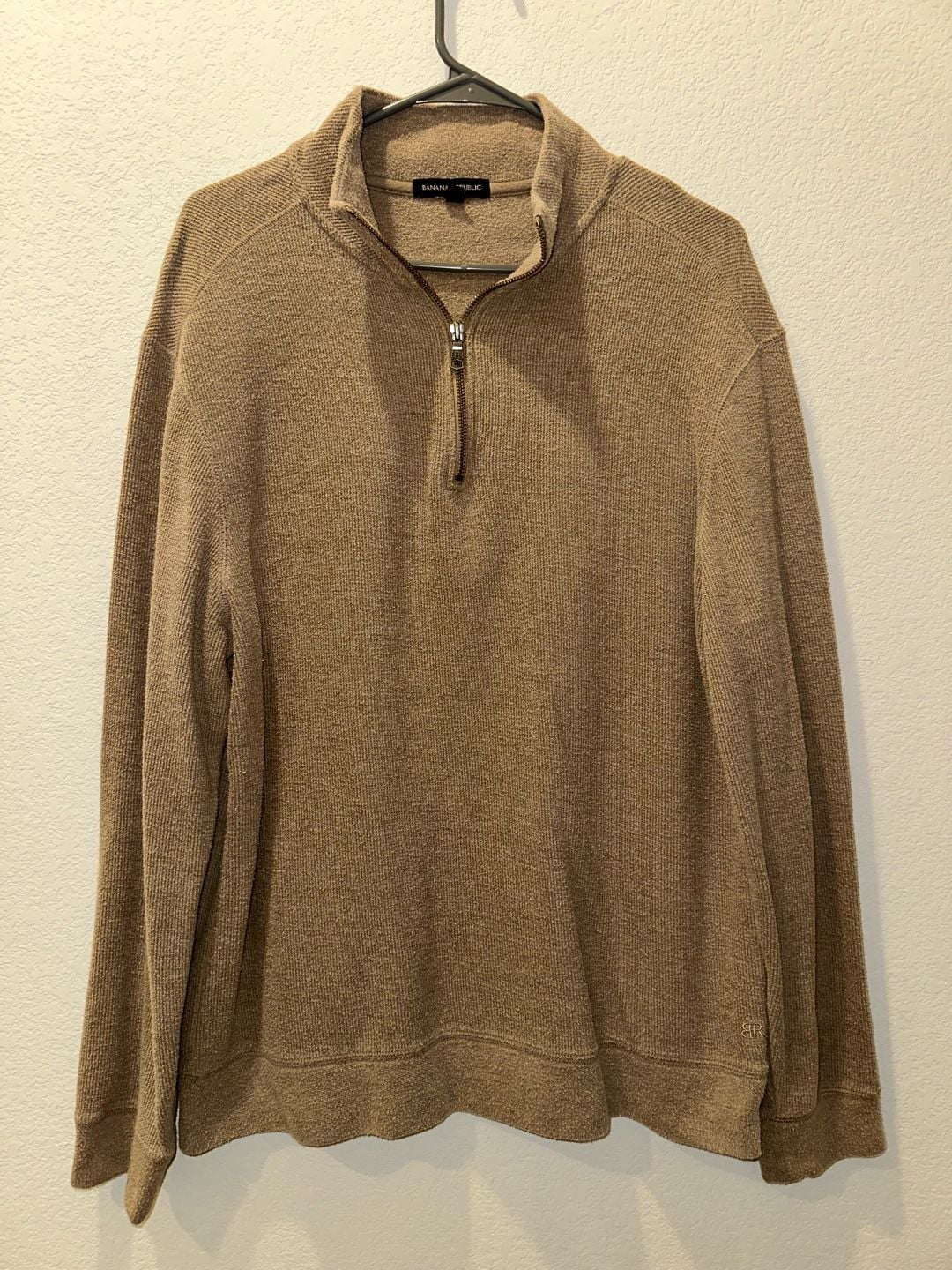 Banana Republic Quarter Zip Sweater Size L Brown Knit Pullover 2
