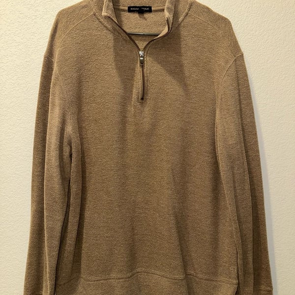 Banana Republic Quarter Zip Sweater Size L Brown Knit Pullover