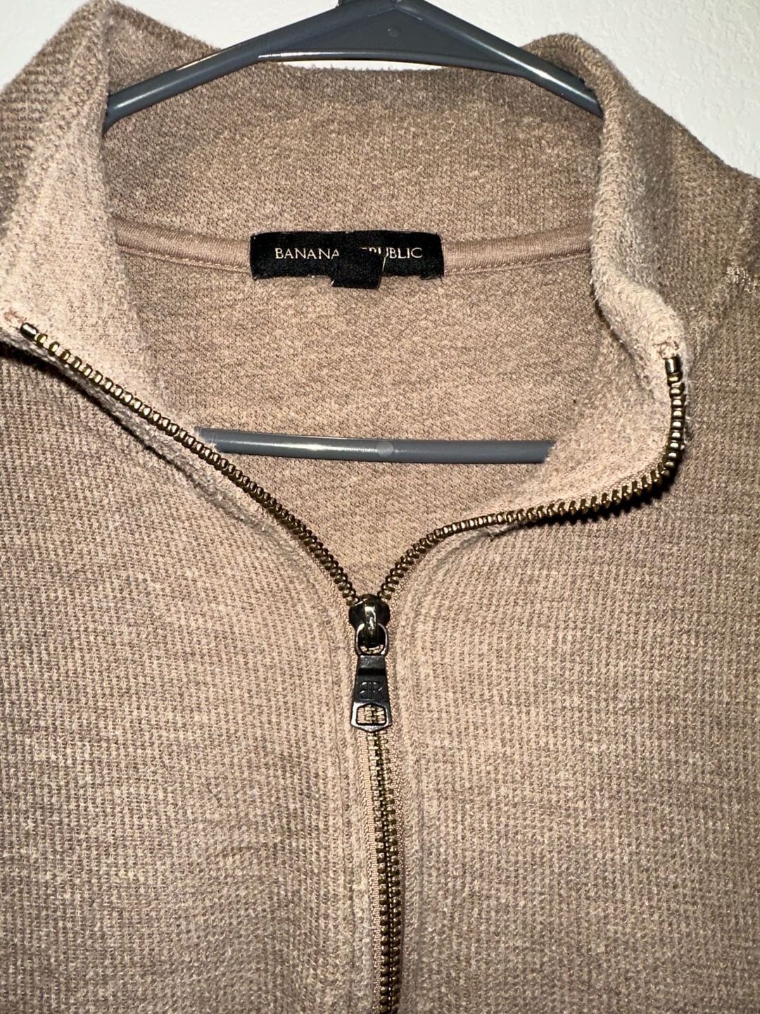 Banana Republic Quarter Zip Sweater Size L Brown Knit Pullover 4