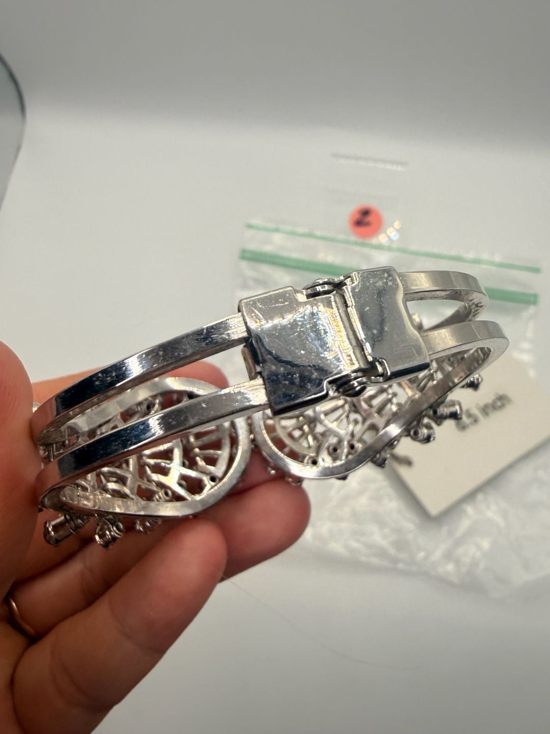 Vintage Clear Rhinestone Clamper Bracelet Size 6.5 Inch 9