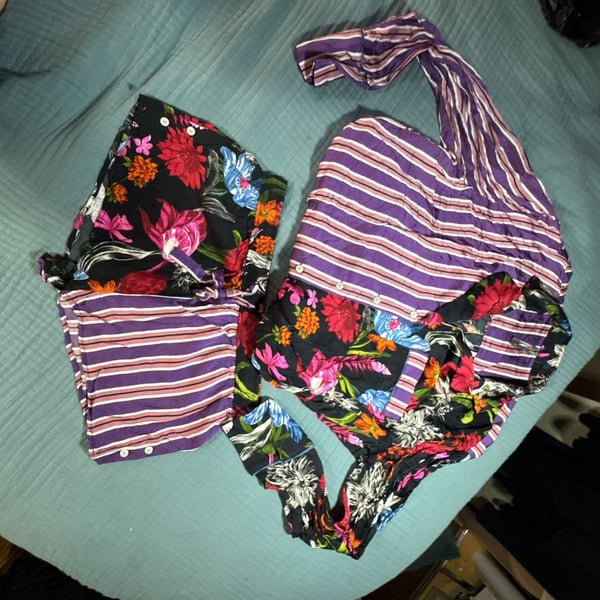 Anthropologie Mixed Print Floral Stripe Pajama Shorts Set Medium NWOT/NWT