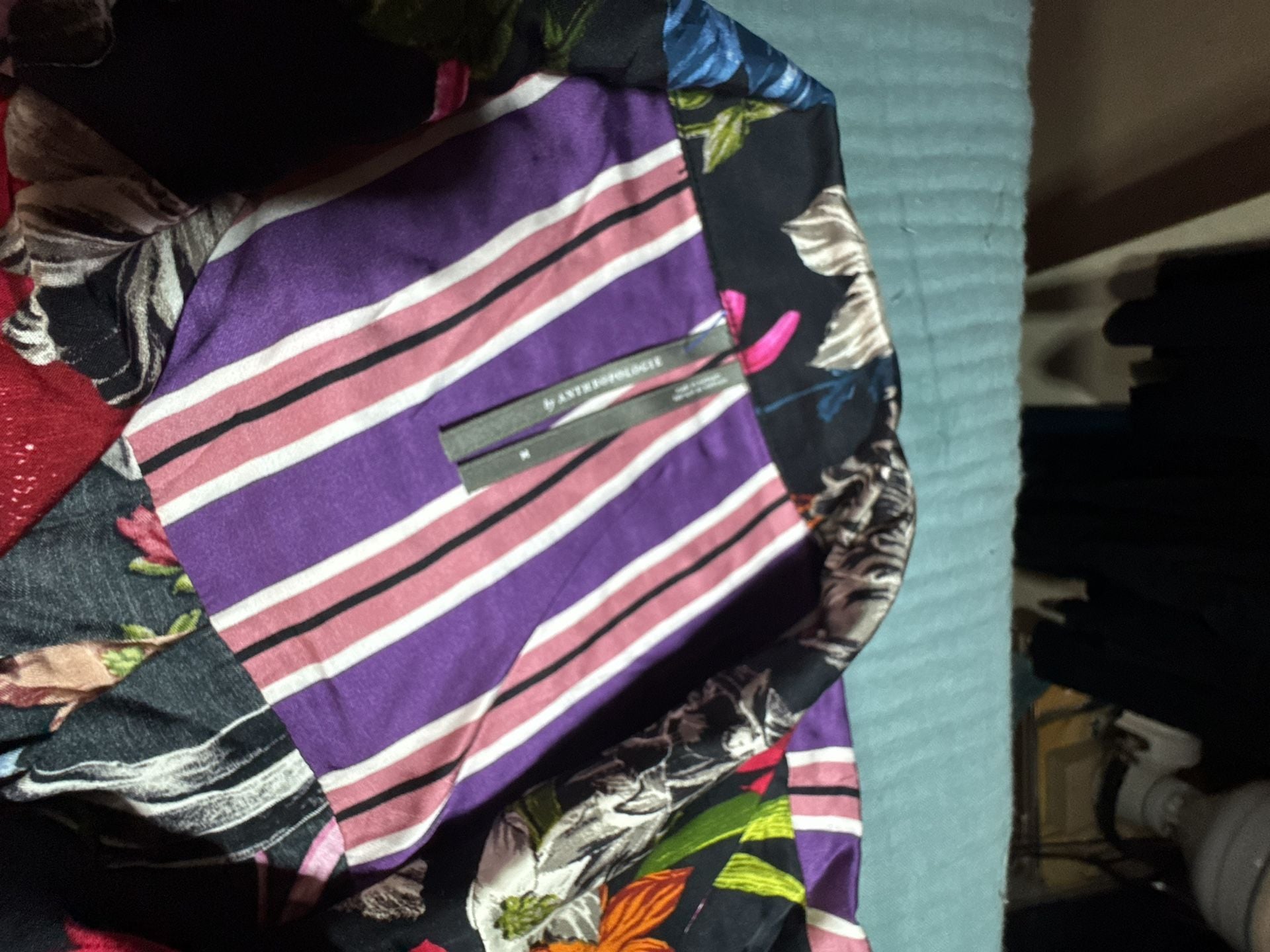 Anthropologie Mixed Print Floral Stripe Pajama Shorts Set Medium NWOT/NWT 3