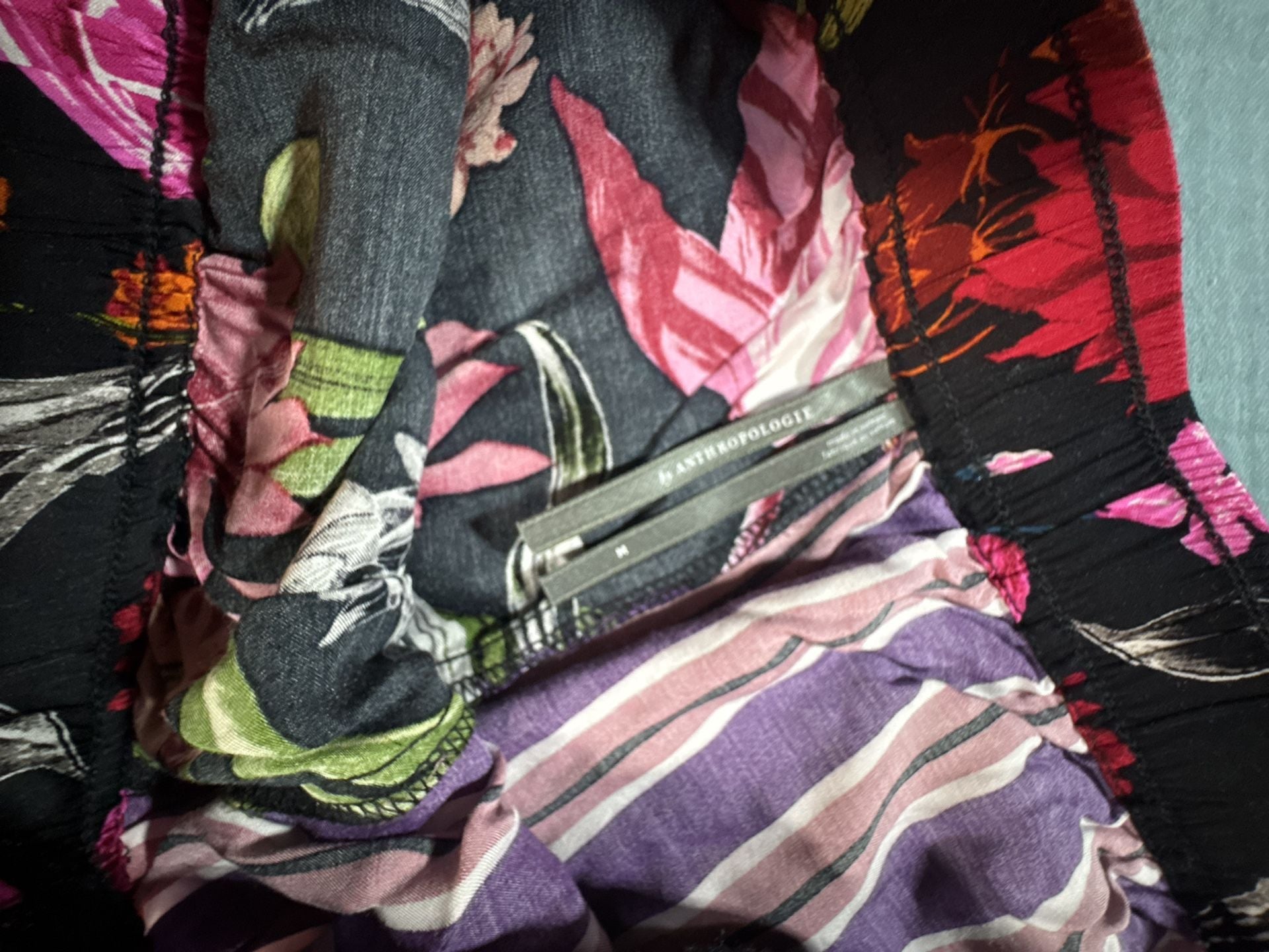 Anthropologie Mixed Print Floral Stripe Pajama Shorts Set Medium NWOT/NWT 4