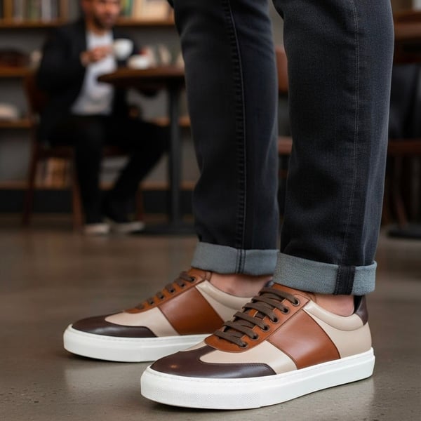 Duca Fermo Leather Low Top Sneaker Brown Beige