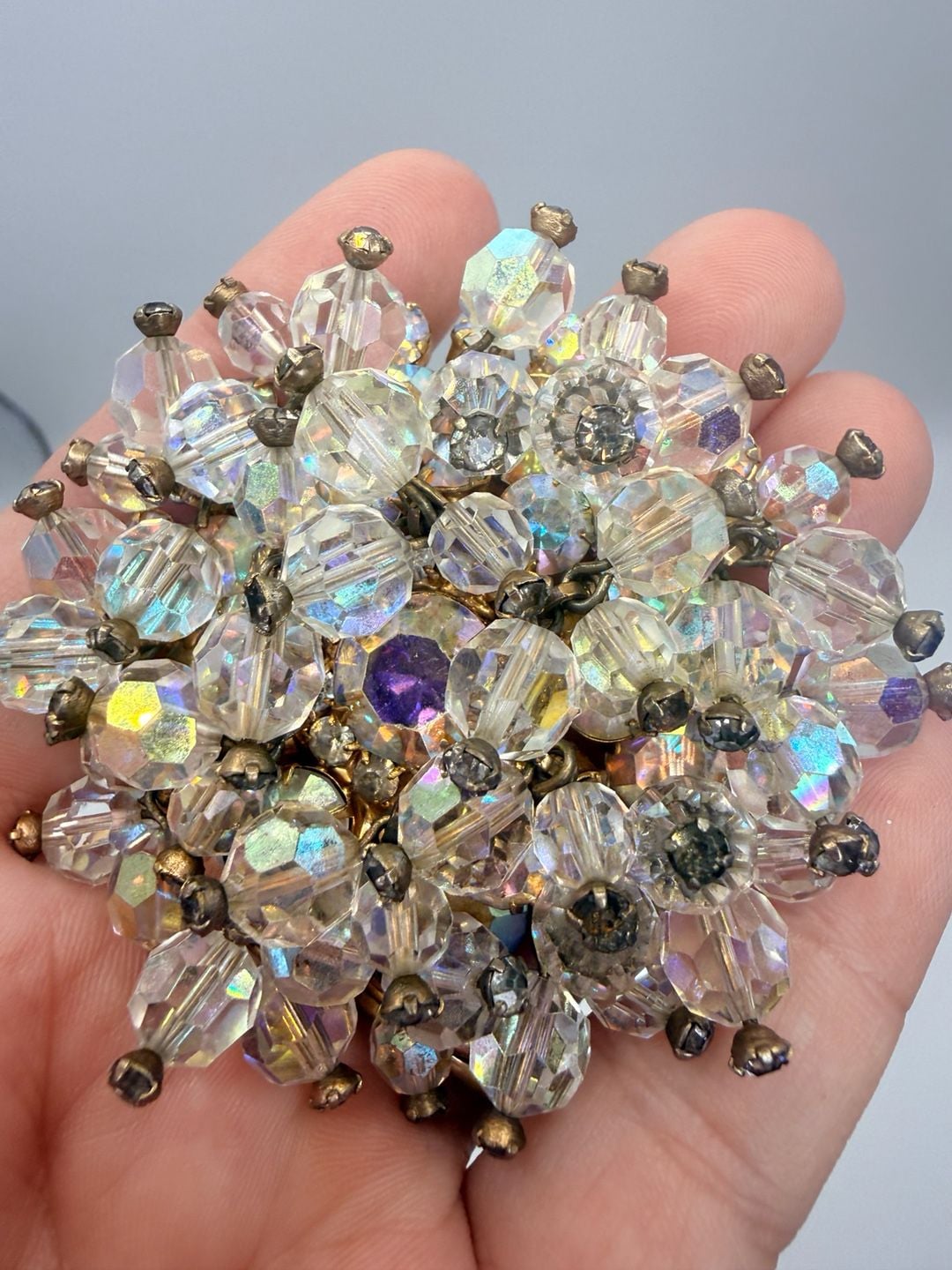 Vintage Aurora Borealis AB Crystal Cha Cha Brooch 1