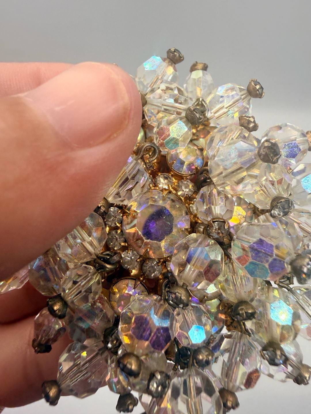 Vintage Aurora Borealis AB Crystal Cha Cha Brooch 6