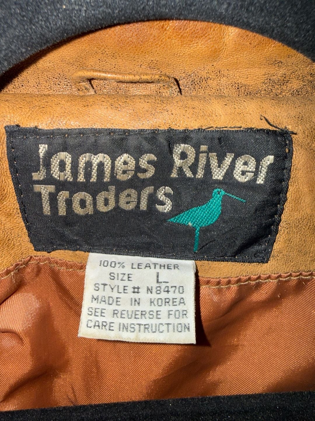 James River Traders Leather Bomber Jacket Size L Brown Flight N8470 3