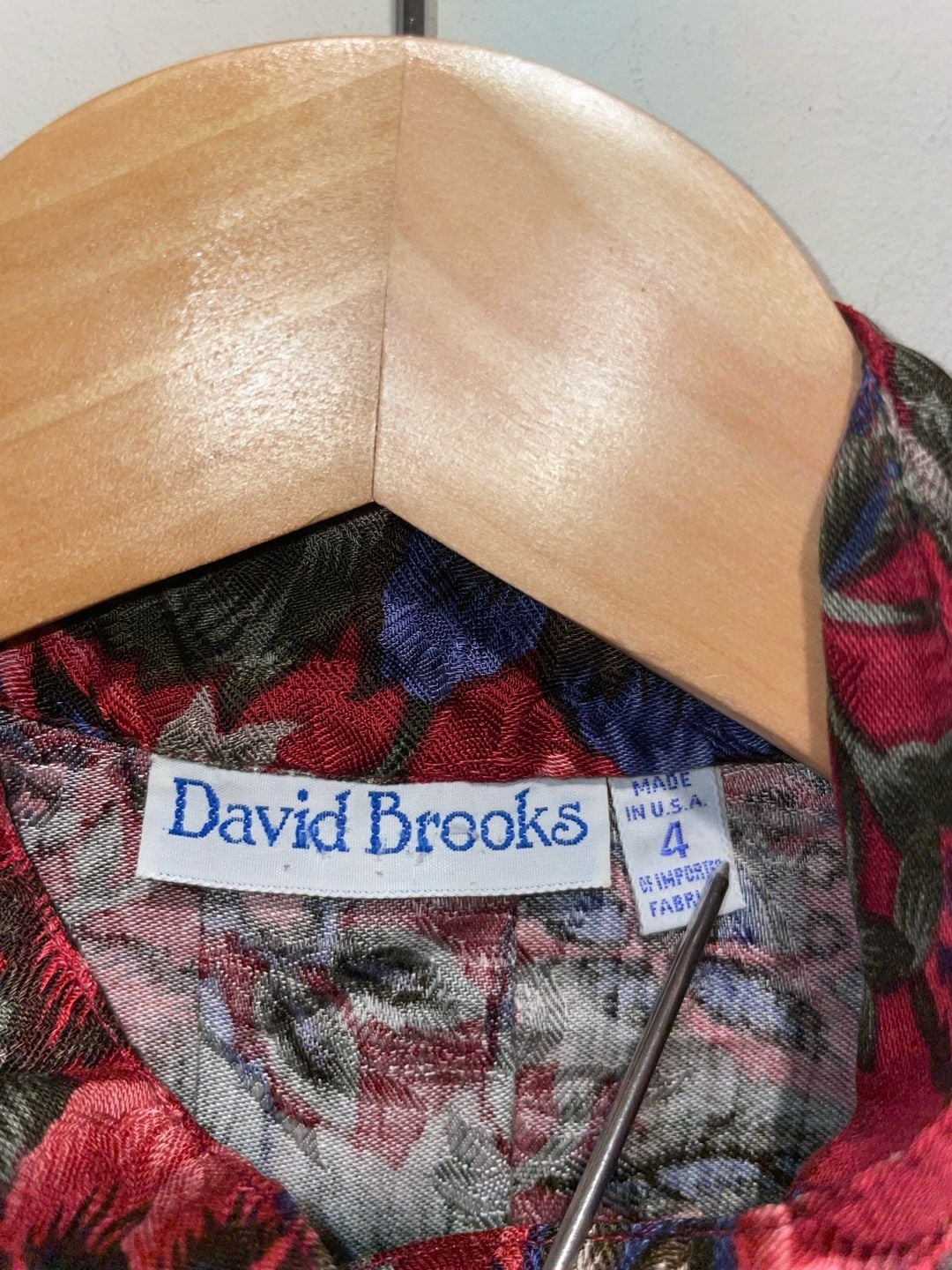 Vintage David Brooks Floral Blouse Made in USA High Neck Romantic Size 4 4